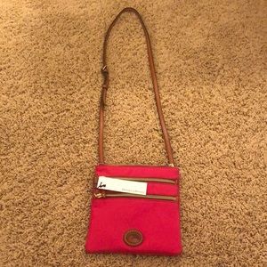 NWT Dooney & Bourke pink and tan leather satchel